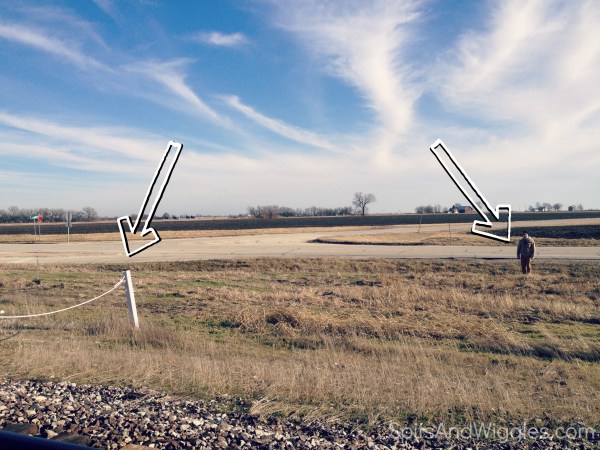 First jump from the curb on the left to the Husband on the right, about 20 feet